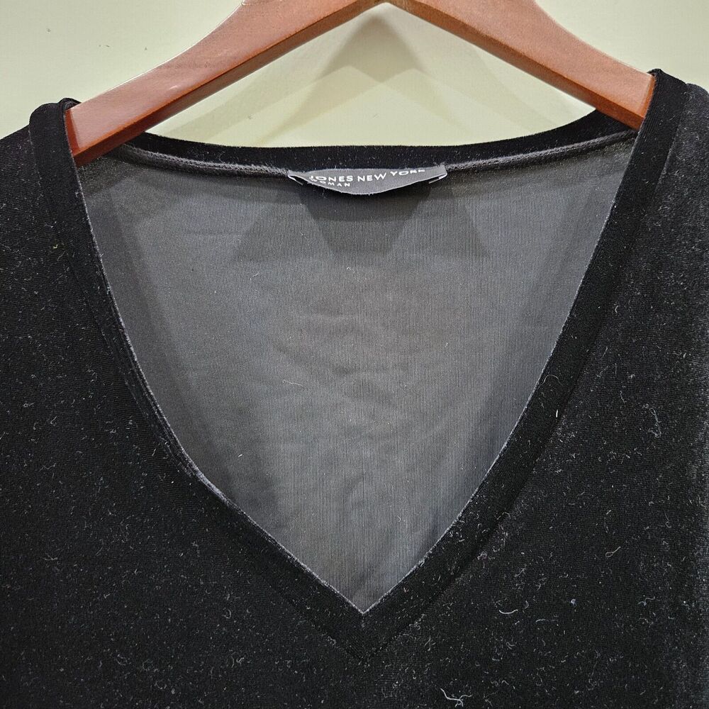 Jones New York Womens Whimsygoth Velvet Top Plus Size Black Office Witchy Grunge - Picture 3 of 10